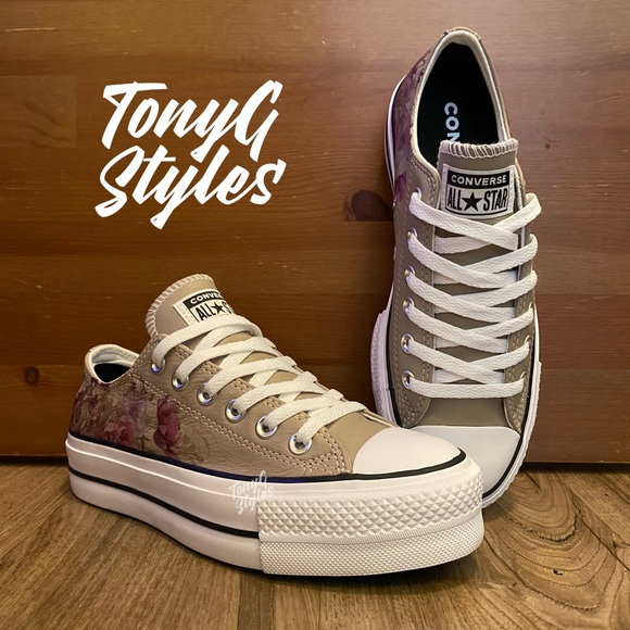 💐NEW💐 CUSTOM CONVERSE CHUCK TAYLOR PLATFORM LOW - Picture 15 of 16